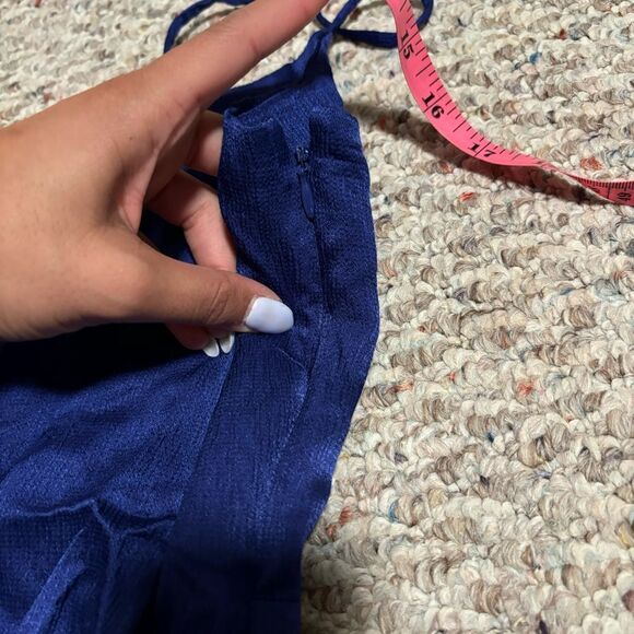 Intermix Royal Navy Blue Wrap Ruffle Dress Wool Blend- Size 8 - Picture 10 of 13